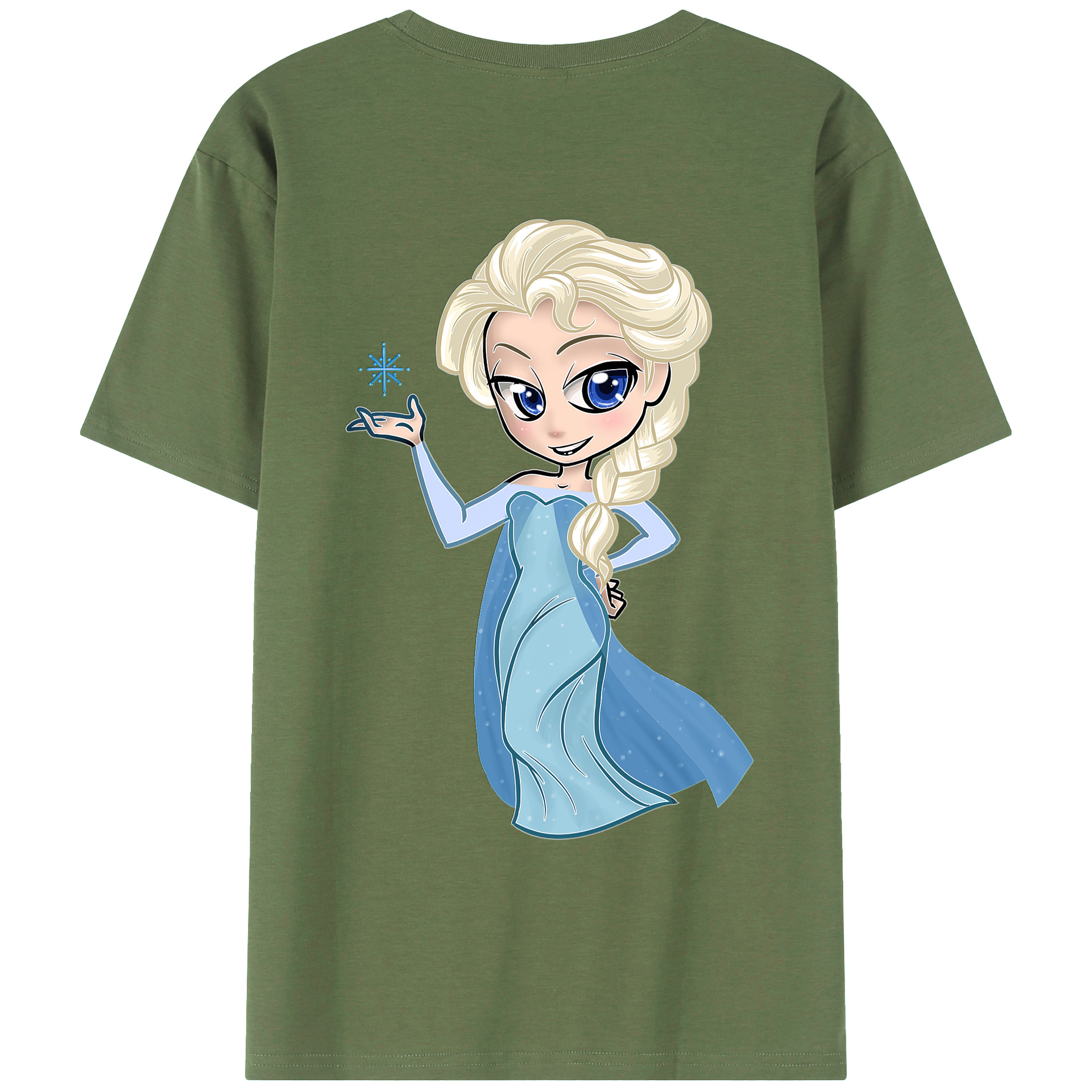 （画像用） アナと雪の女王 アンナ エルサ Frozen Anna Elsa 綿100％ メンズ半袖Tシャツ（バックプリント） 通気性